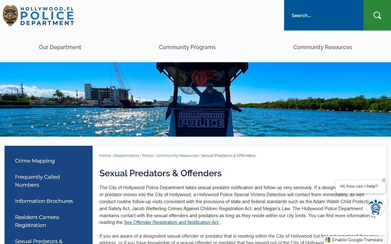 Hollywood Florida sex offender enforcement information