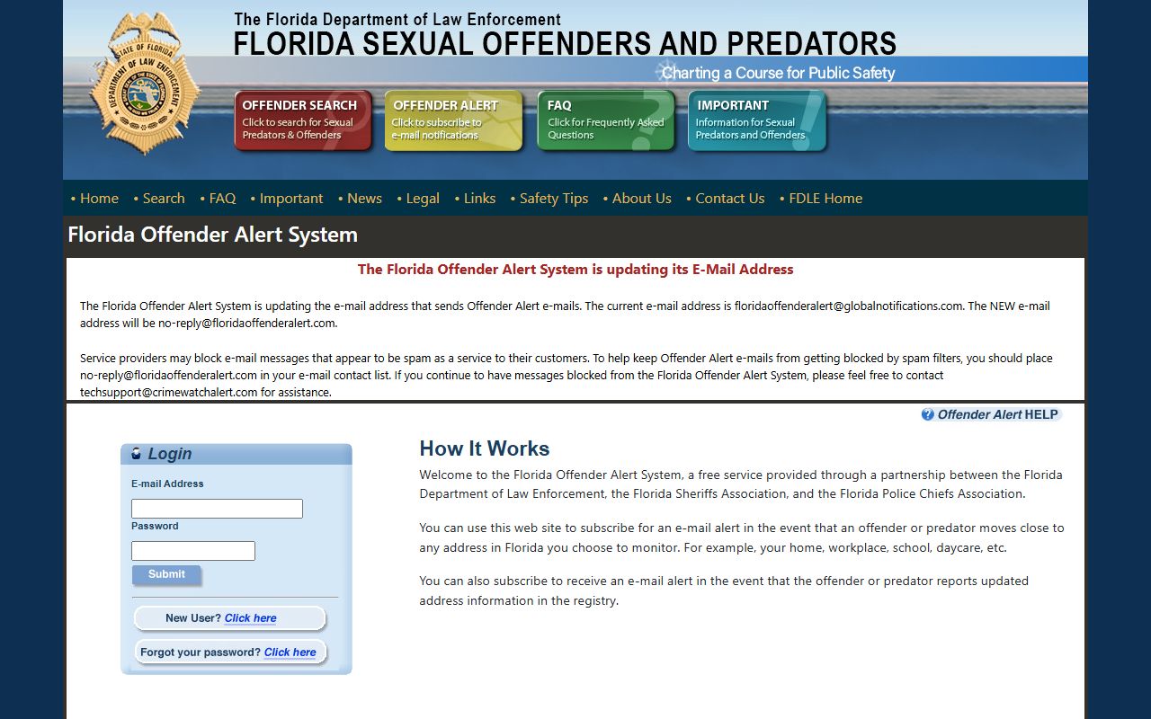 Florida Offender Alert signup for Broward County residents