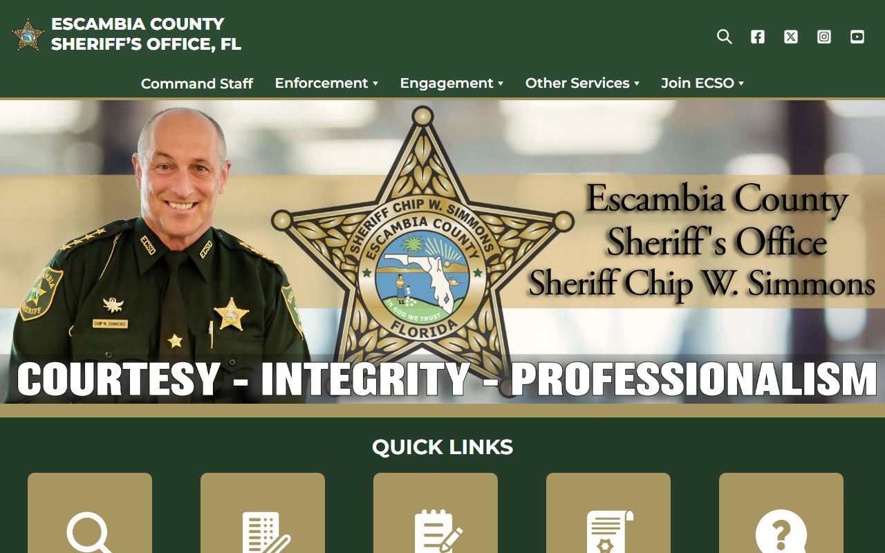 Escambia County Sheriff's Office homepage sex offender registry