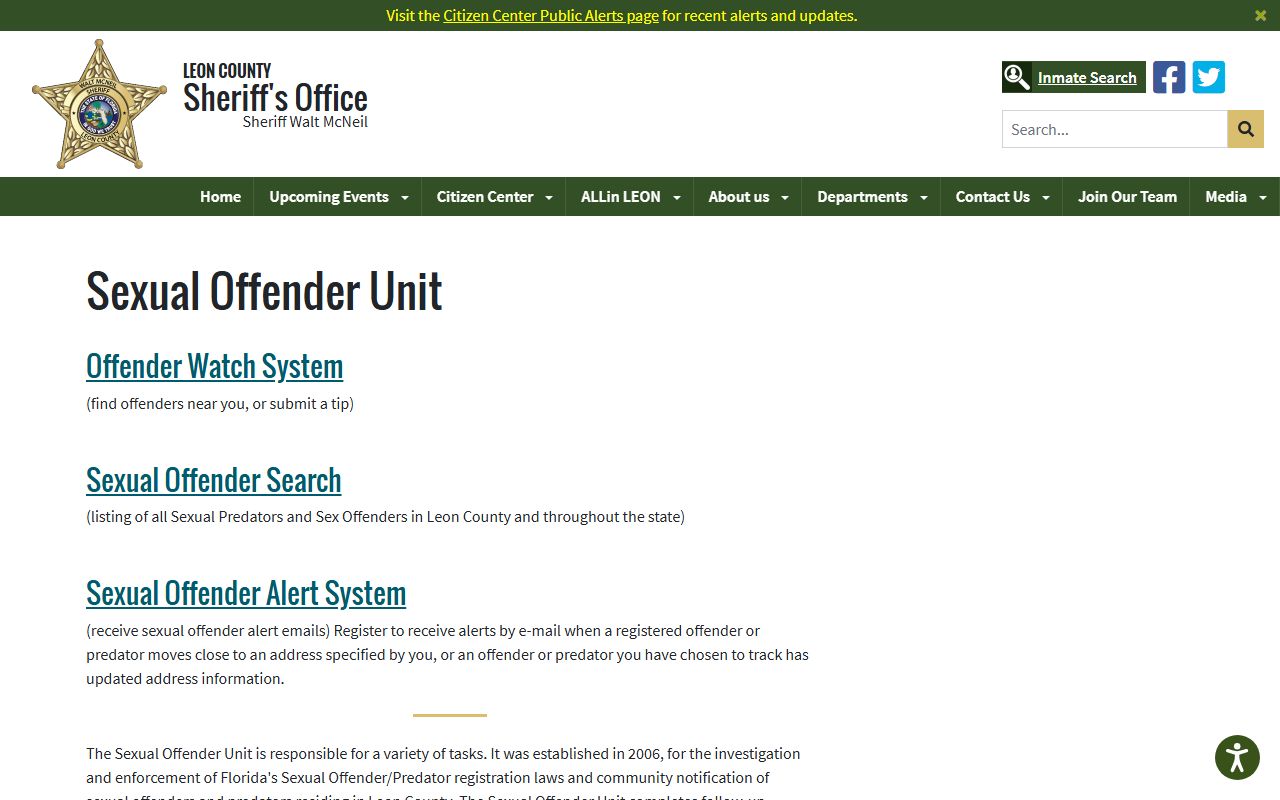 Leon County Sheriff sex offender unit information