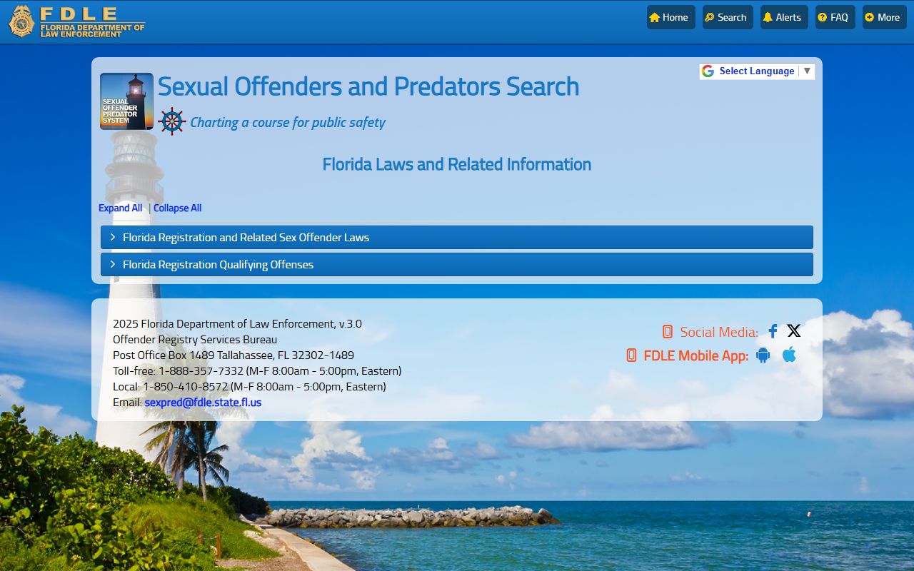 FDLE Florida sex offender legal statutes reference page