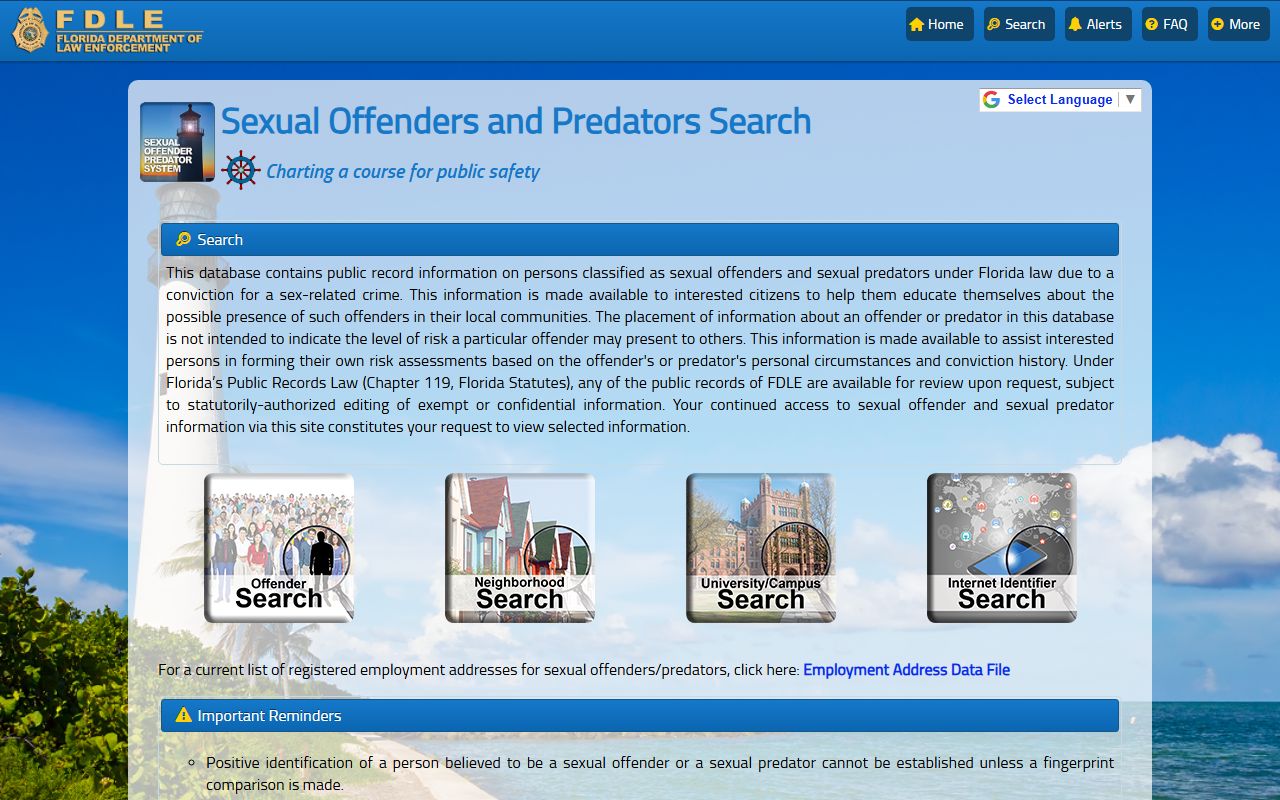 FDLE Florida sex offender search portal